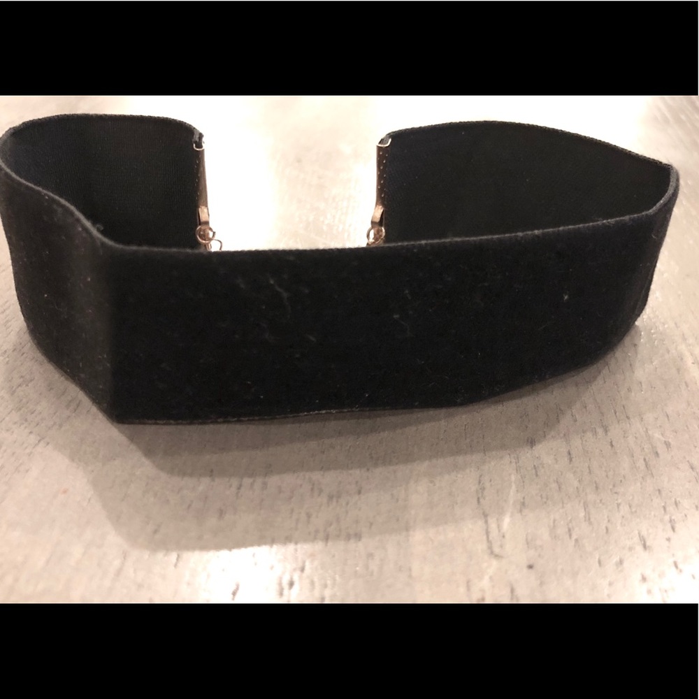 Black velvety Fabric 1” Plain Choker